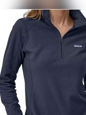Patagonia Quarter Zip Fleece Pullover Womens Small Navy Blue Outdoors